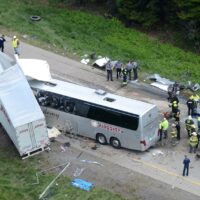 Wide view of the accident involving Gloria Stefan's Bus